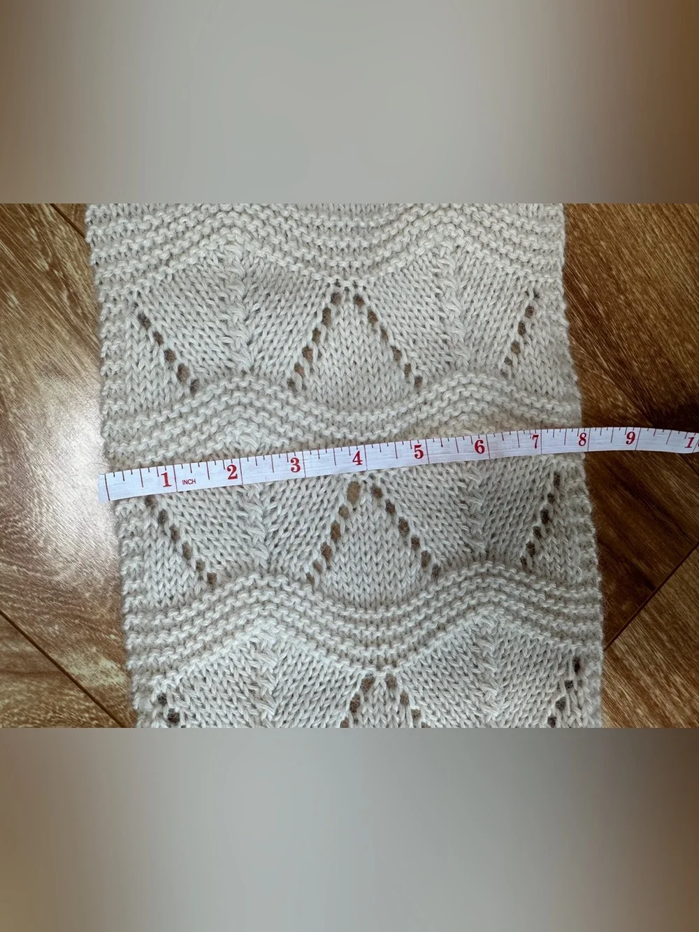 Handmade Peru 100% Alpaca Wool Cream Knit Fringe Scarf